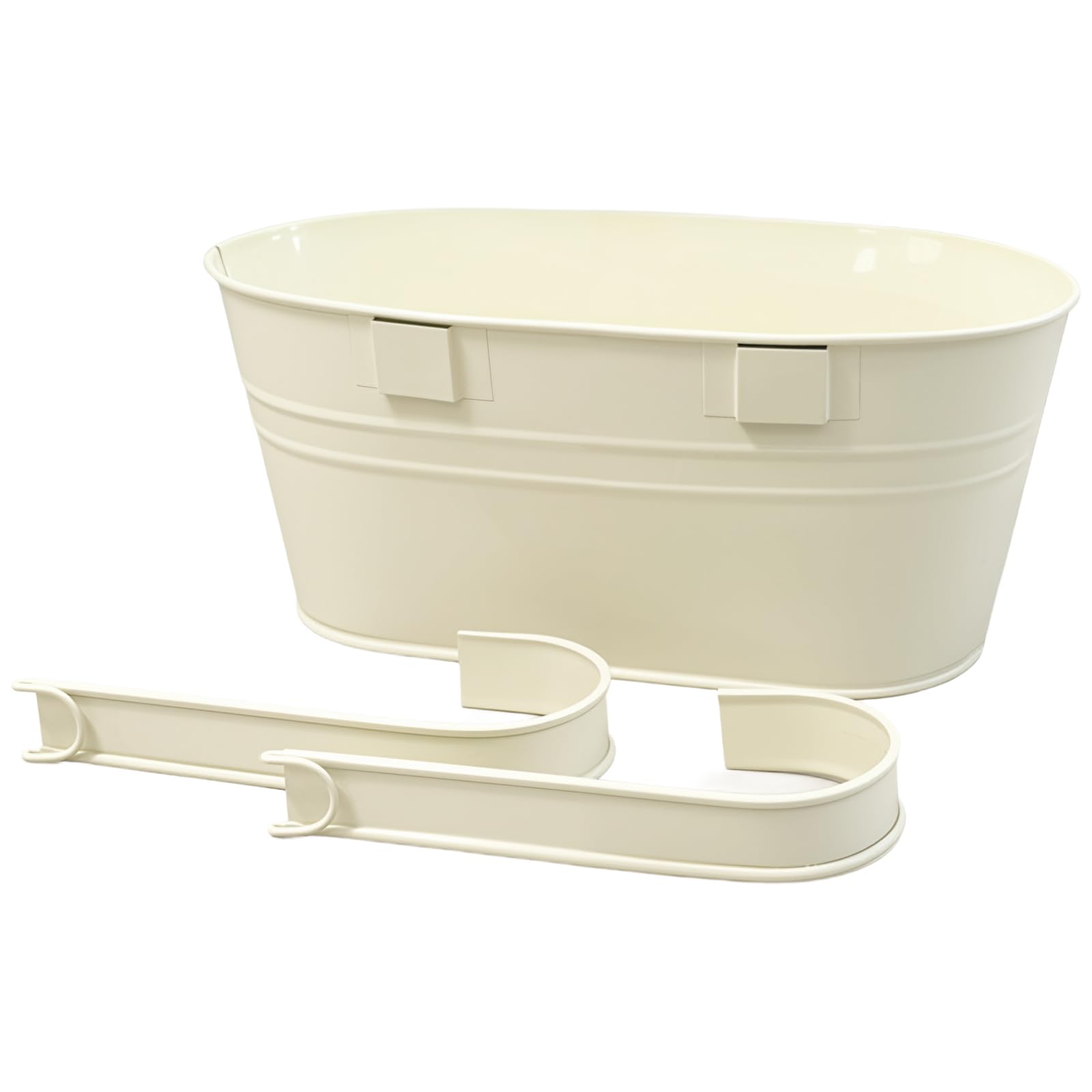Lot de 5 Pots de Fleurs Suspendus en Métal Beige pour Balcon - Jardinière Suspendue avec 2 Trous de Drainage - 27x14,5x12 cm - Intérieur et Extérieur