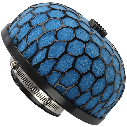 AERZETIX - K34128 - Filtro de aire deportivo Ø76mm universal - color azul - para coche competición tuning carrocería auto motocicleta decoración mecánica sistema de admisión de aire motor