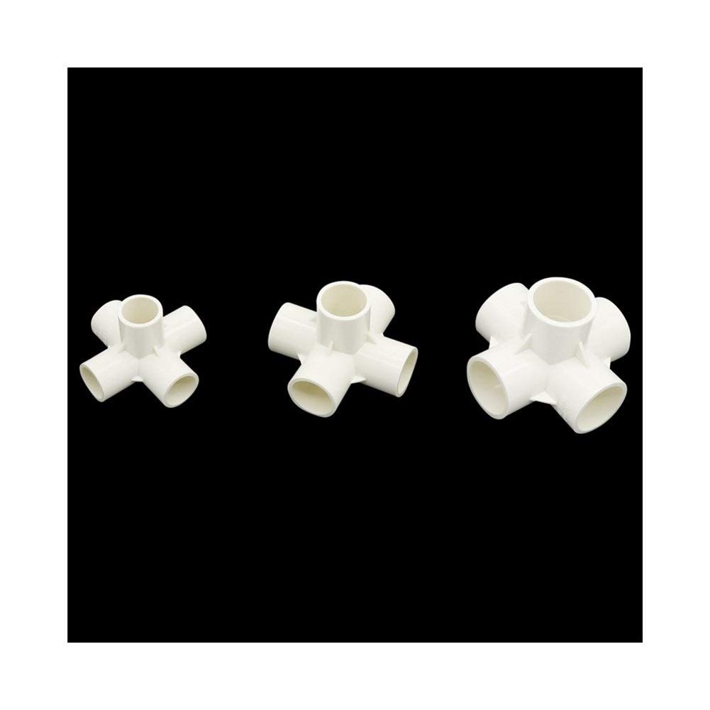 Conector de codo de tubería, 20 mm, 25 mm, 32 mm, junta de 5 vías, estereoscópica, para riego de jardín, accesorios de tubo, herramientas de manguera, 20 unidades (color: blanco, diámetro: 25 mm)