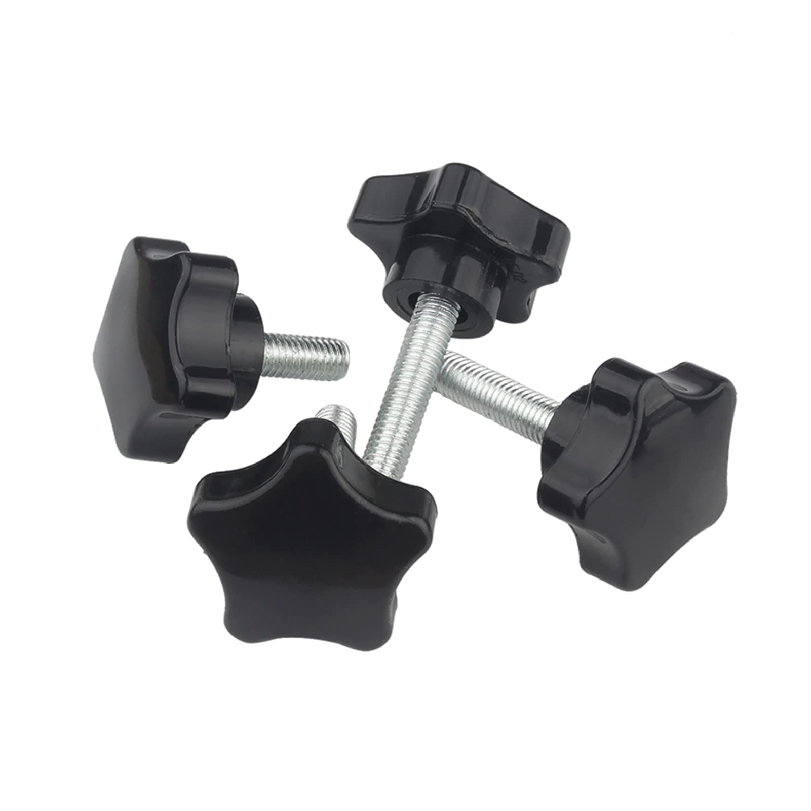M6 x 20mm 4 Pcs Stelle Maniglia Viti a testa zigrinata Acciaio al carbonio Pomello Maniglia Vite di serraggio Macchina Plastica Impugnatura