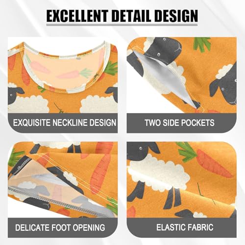 ALAZA Sheep Carrot Yellow Pajamas Short Sleeve 2 Piece Sleepwear Top and Bottom Pajama Set Unisex4