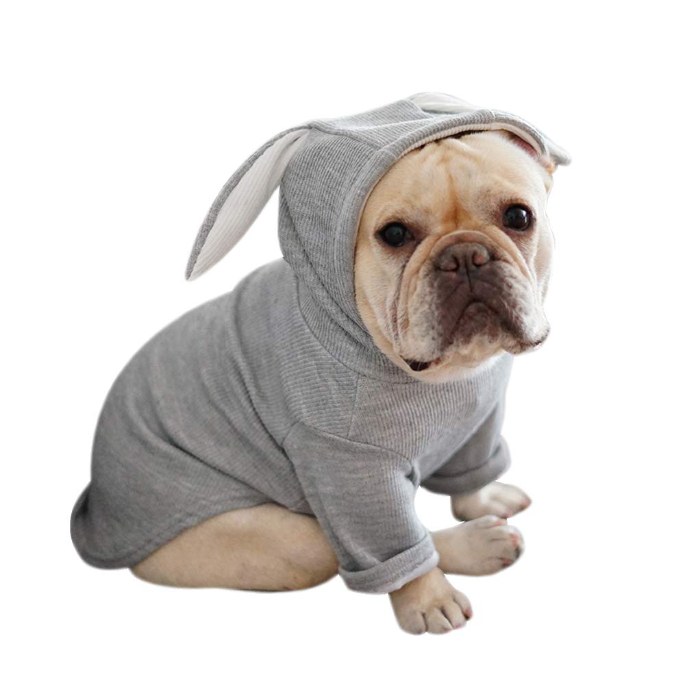 Greetuny Dog Jumper with Hood with Rabbit Ears Cute Dog Clothes Bulldog Frances Casual Hoodie for Pets