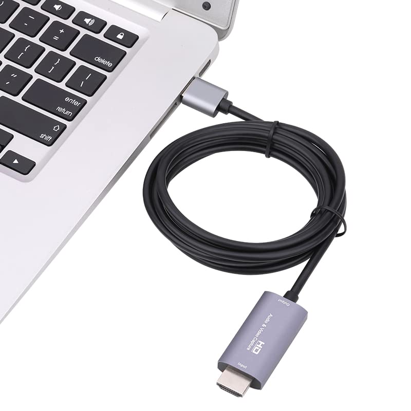 nincyee HDMI Video Capture Card,HDMI Male to USB Male,HD 1080p 60HZ Aluminum Alloy Video Capture Card with 2M Cable Length for Gaming Teaching Video Live