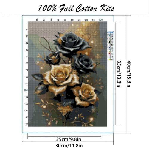 Image of MYBISYMQQ Stamping Cross Stitch Kit Flowers, Counting Cross Stitch Kit for Adult Beginners, Full Line DIY Cross Stitch Stitching Kit for Home Decor Cross Stitch Patterns 15.7x11.8inches