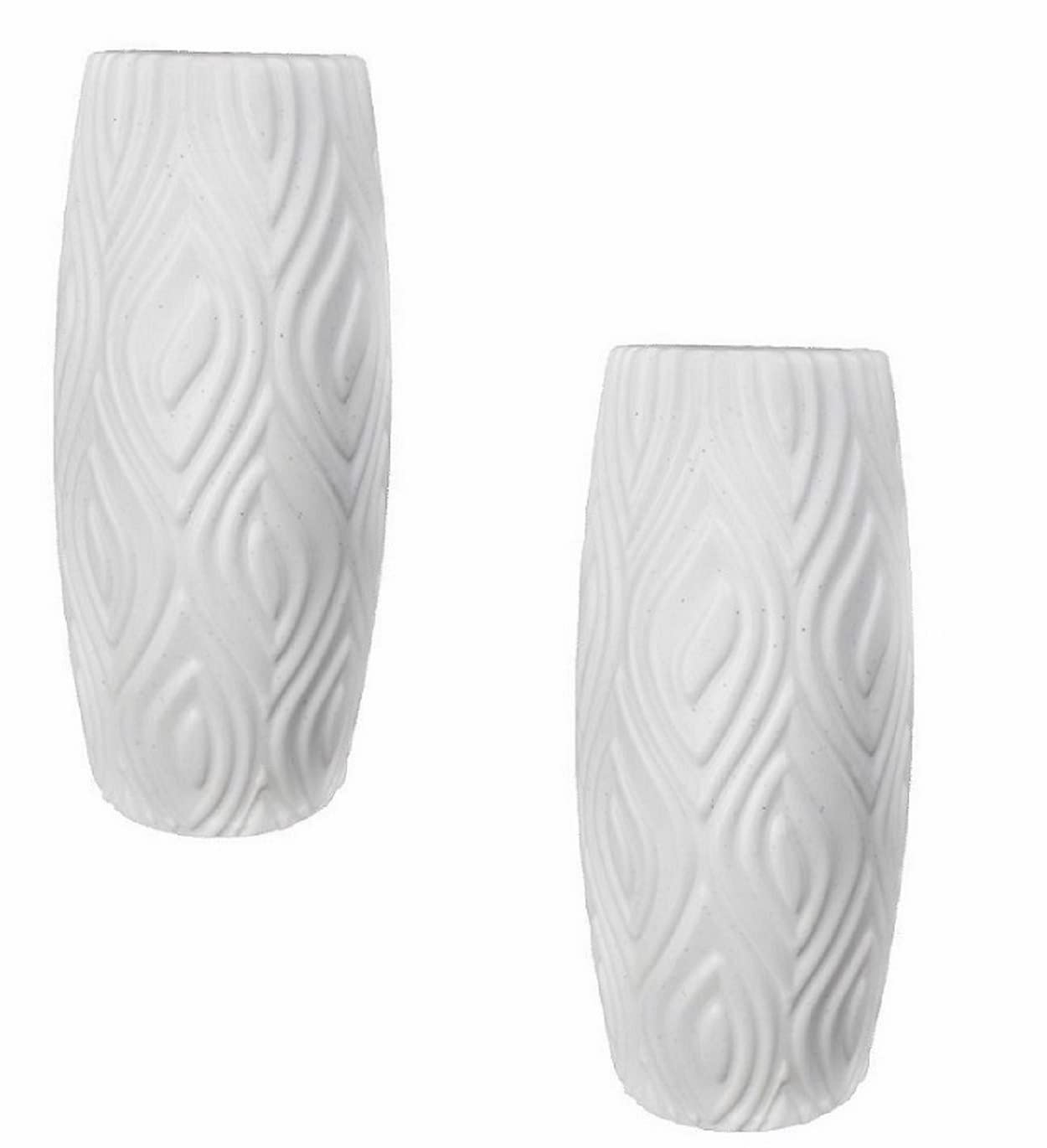 Plastic Garden'S Need Designer Decorative Round Shape White Beautiful Showpiece Fancy Flower Pot Unique Design Vase For Gift Purpose/Home/Office/Table/Garden Décor - Set Of 2