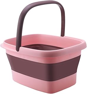 Yardwe Cubeta Plegable para Baño de Pies Portátil Gran Capacidad Masajeadora con Soporte Estable para Uso Doméstico Pesca y Limpieza Color Rosa