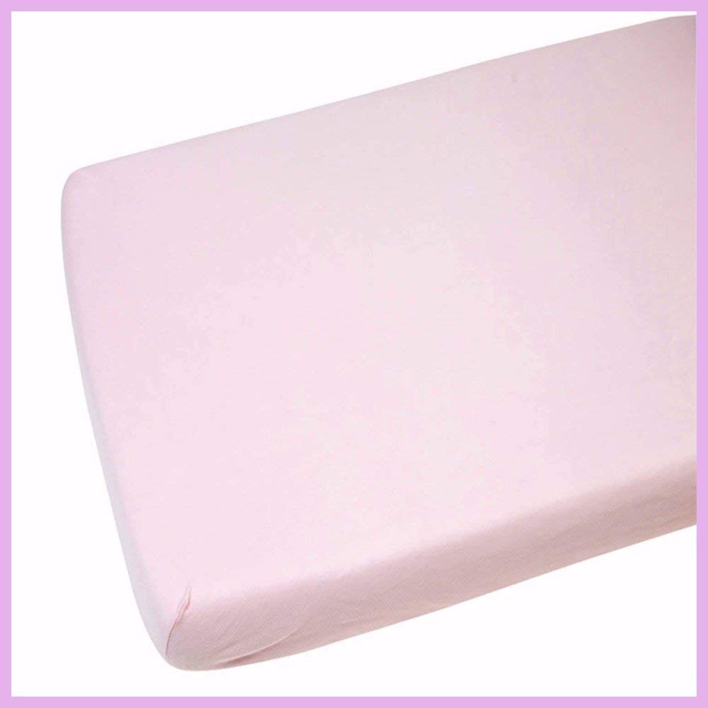 2xJersey 100% Cotton Fitted Sheet Suits Junior Cot Bed 160x70 cm (Pink)