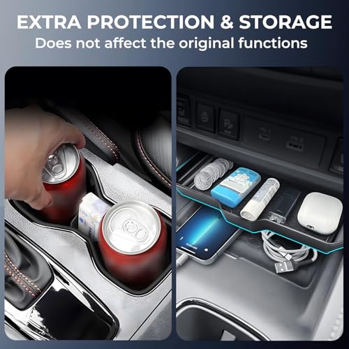 Image of Cup Holder Inserts & Center Console Organizer for Nissan Frontier 2026 2025 2024 2023 2022, Interior Accessories Cup Holders Covers Protector & Storage Tray for 2022-2026 Frontier, Black
