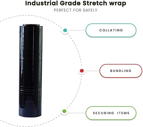 Miniatura 4 de Envoltura elástica negra 4/pack 80 calibre resistente caja de envoltura de paletas negro