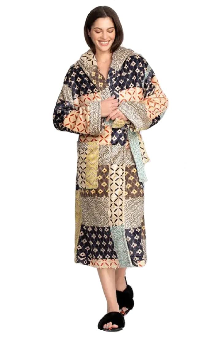 womens Geo Patch Sherpa Robe, Multi, One Size US Sandyswim