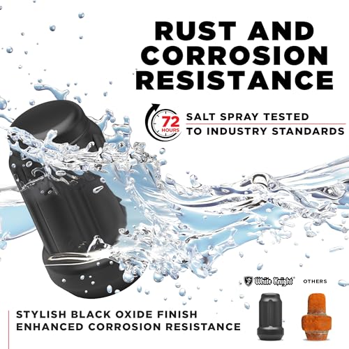 Image of White Knight 3804MBT-20AM 1 /2 inch-20 Matte Black 6 Spline Lug Nut with Key, 20 Pack (for AFTERMARKET Wheels with Smaller 0.80 inch Diameter Seating)