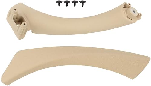 XtremeAmazing Cubierta exterior de la manija del panel de la puerta interior delantera derecha beige y tirador de la puerta para BMW E90 3-Series