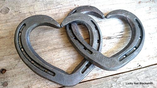 Intertwined Horseshoe Hearts - hanging wall or decor - Small size 0 & 0 shoes
