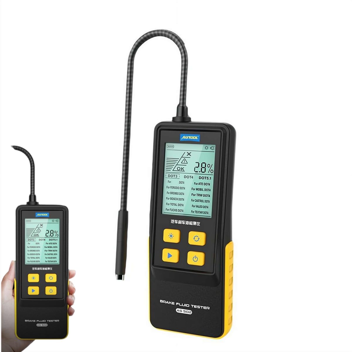 Tester di qualità dell'olio motore,Tester olio motore benzina e diesel,Strumento di analisi diagnostica ad alta precisione con sonda lunga, Display temperatura e trasmissione dell'olio, Schermo