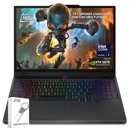Image of Lenovo Legion 5i 15.1 inch Gaming Laptop - Intel Core Ultra 9 275HX - GeForce RTX 5070 - WQXGA (2560x1600) - Windows 11(32GB RAM | 1TB PCIe SSD), Eclipse Black + 2TB Flash Drive, W /GaLiMu