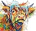 Puzzle 1000 pièces Peinture Multicolore Nordique Vache Highland Cow Art Peinture Puzzle 1000 Pieces Jeu d'adresse pour Toute la Famille, Jeu de Placement coloré Jouet de décom50x75cm(20x30inch)