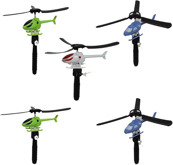 NUOBESTY Pull String Helicopter Toy DIY Funny Creative Flight Plane