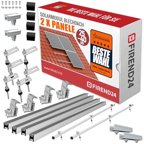 PV Photovoltaik Solarpaneel Halterung 2x Montage Set BLECHDACH - Stockschraube // Solar Panel Roof Mounting Kit, 2-Set Complete Installation Hardware with Rails and Brackets 25-40mm