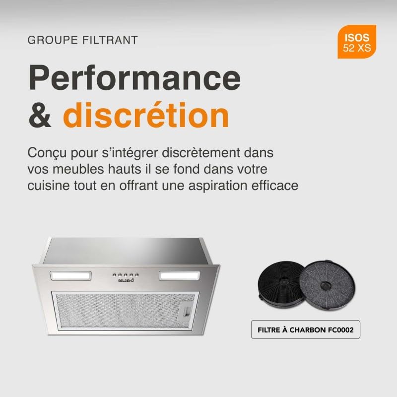 HOTTE INCASTRABILE — GRUPPO FILTRANTE INOX 52 CM | ISOS 52 XS BELDEKO