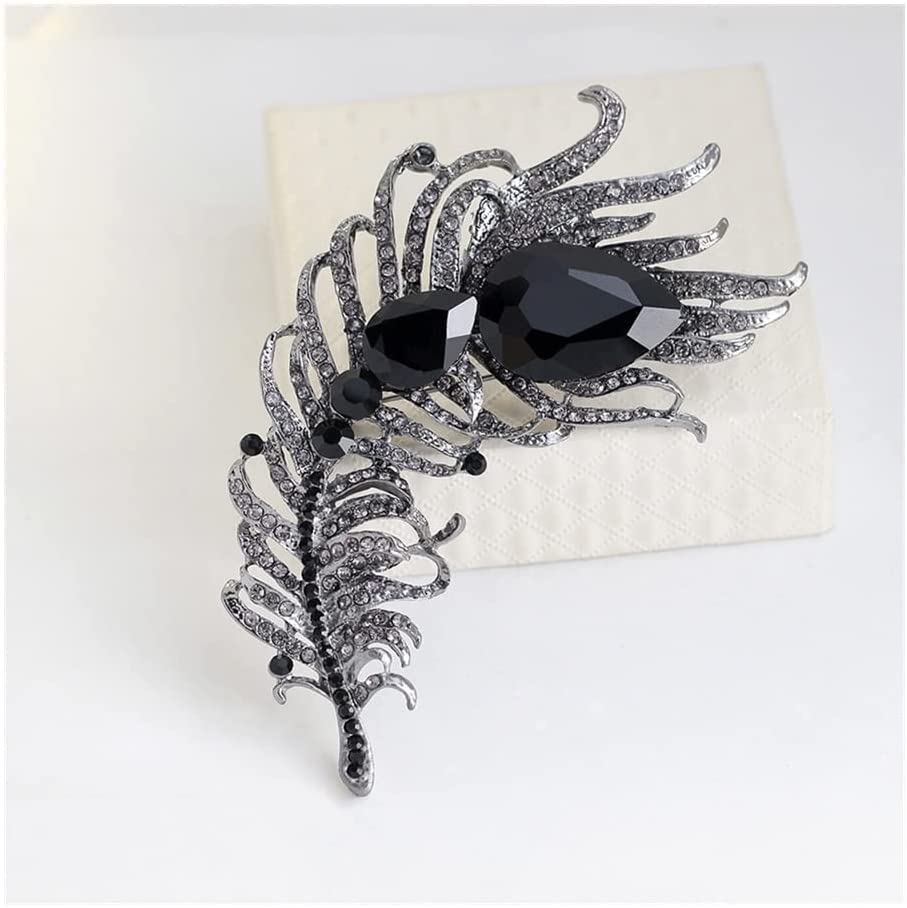 Broche de pluma de cristal para traje elegante de mujer 2
