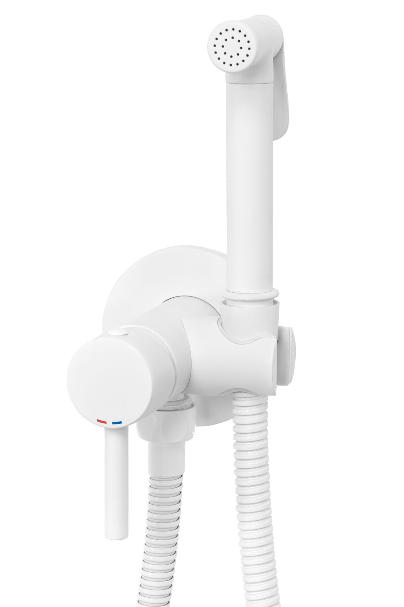 Rea - Lungo Loop Bianco Rubinetto Bidet Da Incasso Doccetta A Parete In Ottone Miscelatore Acqua Calda E Fredda Con Doccetta Per Wc Wc (Bianco) 9x7x19cm