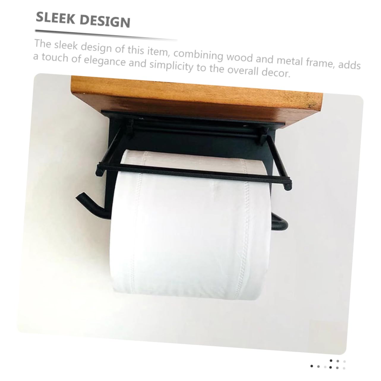 Portarotolo Con Mensola Legno Supporto Per Carta Igienica e Telefono Design Moderno e Compatto Per Bagno Materiale Resistente e Facile Da Montare