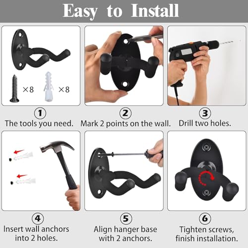 Image of MOCKING BIRD Guitar Belt with guitar wall mount hanger Adjustable Buckle Guitar strap for acoustic Guitar Electric Guitar bass Guitar Hanger with Colourful Plectrum picks