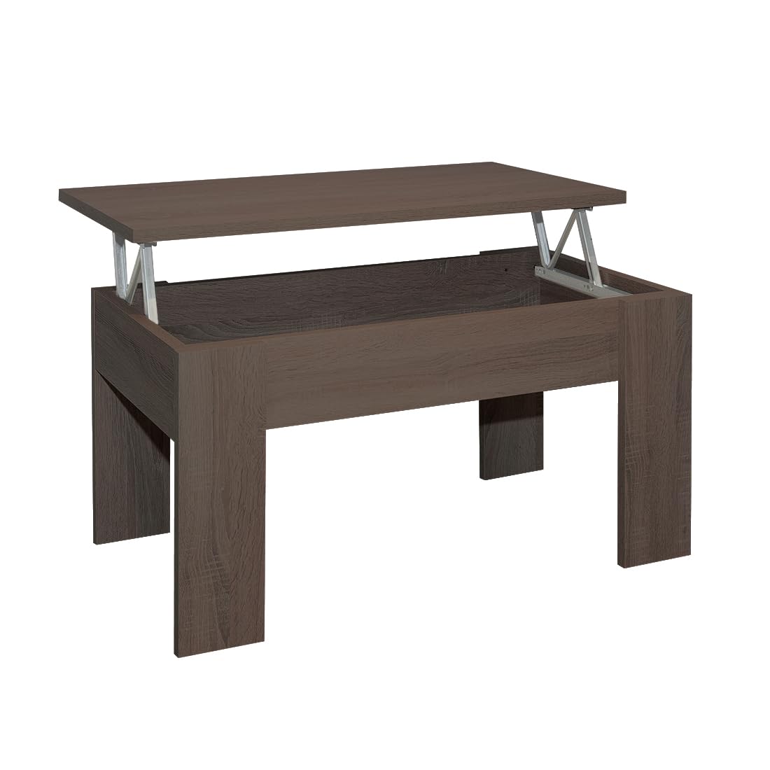 Acomoda Textil – Mesa de Centro Elevable para Almacenamiento de Madera. Mesita Amplia y Cómoda para Salón y Comedor 46x90x50 cm. (Wengué)