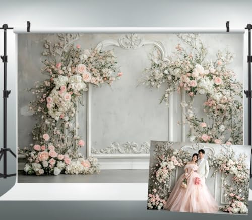 Toile de fond mariage WaW 3x2.5m décor fleurs pour studio photo