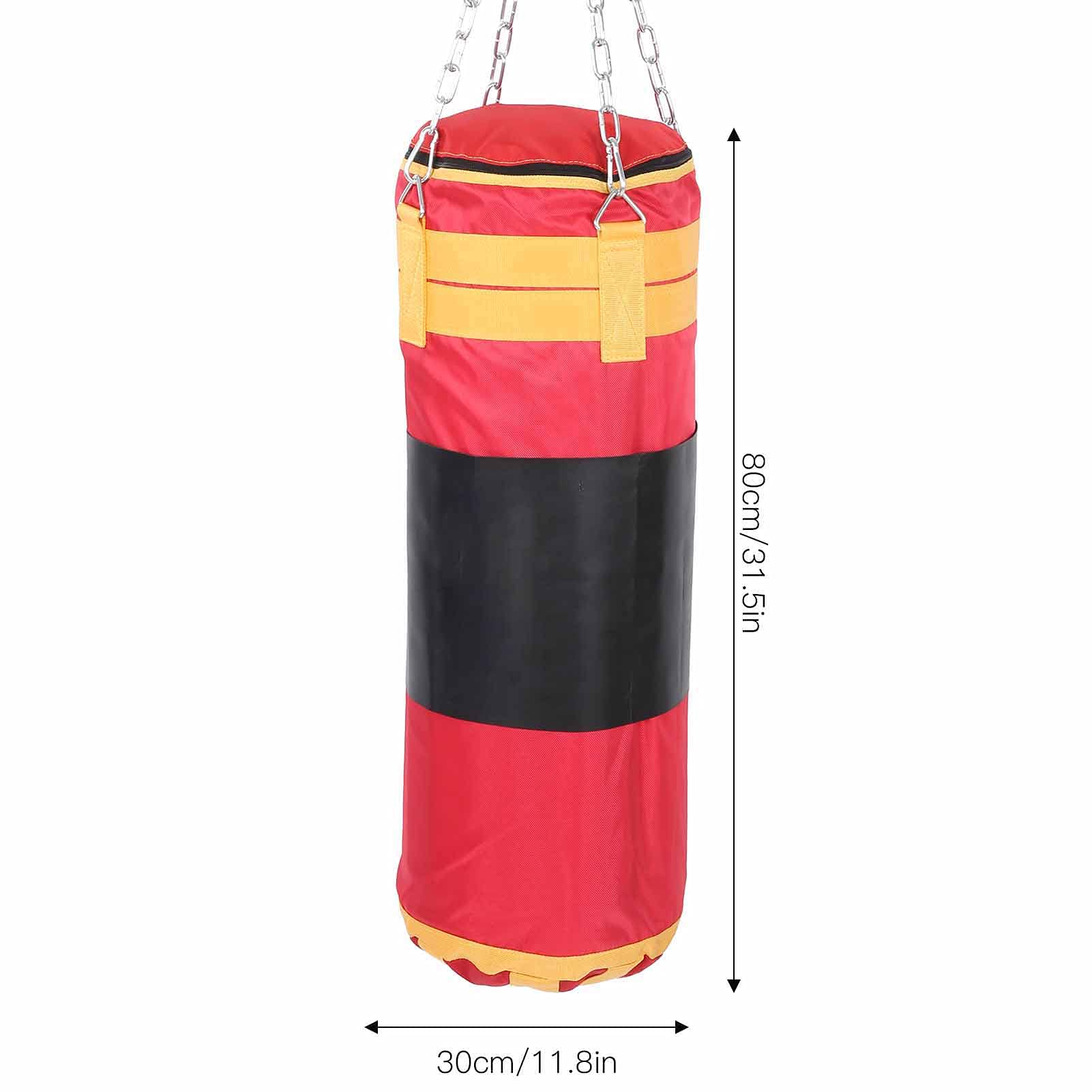 Worek bokserski Vomeko, wytrzymały worek treningowy, wiszący worek treningowy, z łańcuchami Hak na łańcuszek Osłony dłoni dla dzieci Kickboxing Muay Thai Karate Judo 80 cm