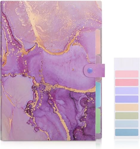 Image of Corslet Expanding File Folder, Aesthetic Folders for School, Accordion File Organizer, Aesthetic Folder with Labels,5 Pockets Important Document Folders for School Office Home Marble Blue