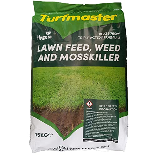 Gardening HYGEIA LAWN FEED WEED & MOSS KILLER ALL IN ONE FOR LAWNS 15kg