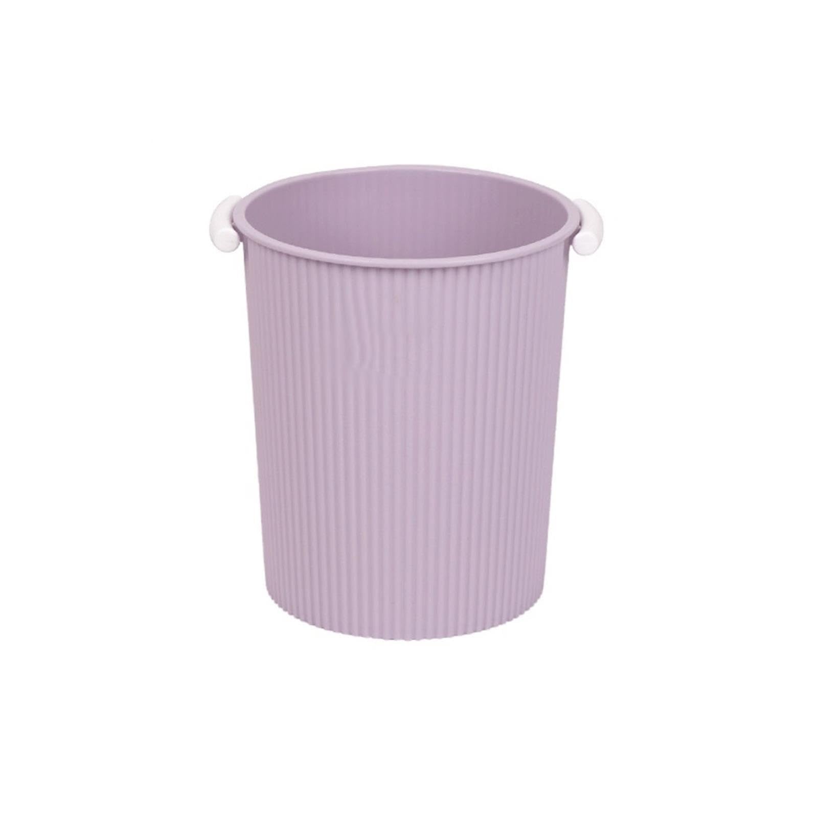 Badmülleimer Papierkorb Kunststoff for Wohnzimmer, Schlafzimmer, Badezimmer, runder Papierkorb mit Druckring, Weiß/Schwarz/Lila/Grün Mülleimer(Purple)
