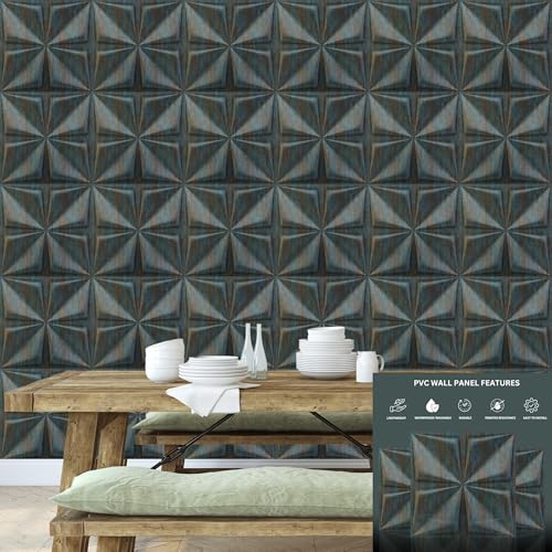 Image of Kayra Decor PVC for Wall Decor - Bloom Design Rustic Wood Color 19.7 inch x 19.7 inch (Pack of 12) - Covers 32.34 Sq. Ft.