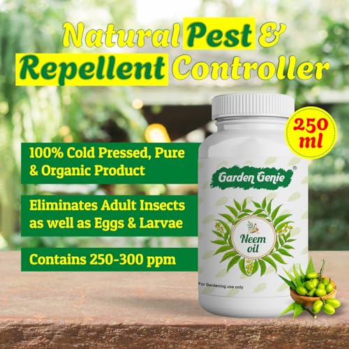 Image of Garden Genie Cold Pressed Water Soluble Neem Oil for Spray on Plants, Neem Oil for Plant to Control Insects, Pests and Fungus in Garden, 500 ml (Pack of 2-250 ml)
