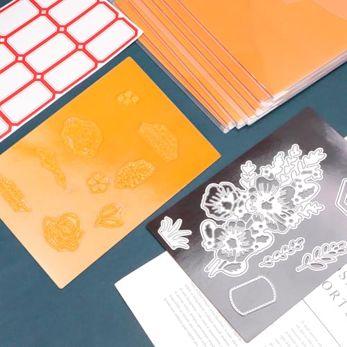 Image of 48 PCS Stamp and Die Storage Bag and Magnetic Sheet - Die Storage Set for Cutting,Scrapbooking,Storing Craft Dies, Embossers or Other Thin Metallic Items,and More-Orange