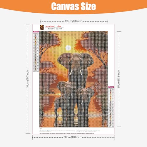 TOSTOG Diamond Painting Kits for Adults,Full Drill 5D DIY Elephant Diamond Art Kit Diamond Crystal Rhinestone Arts and Crafts Picture for Home Wall Decor 30x40cm - Image 3