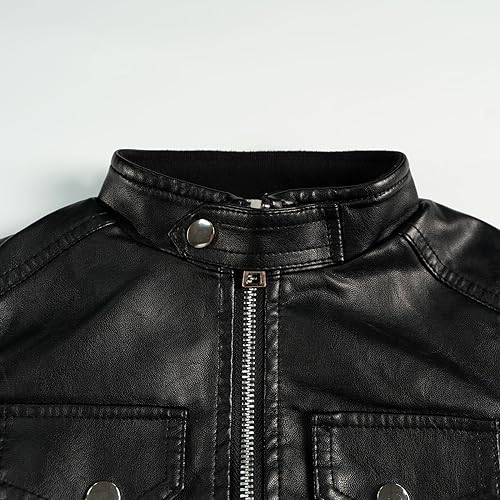 Volunboy Boys Leather Jacket Kids Fall Motorcycle Faux Pu Coats Spring Outerwear4