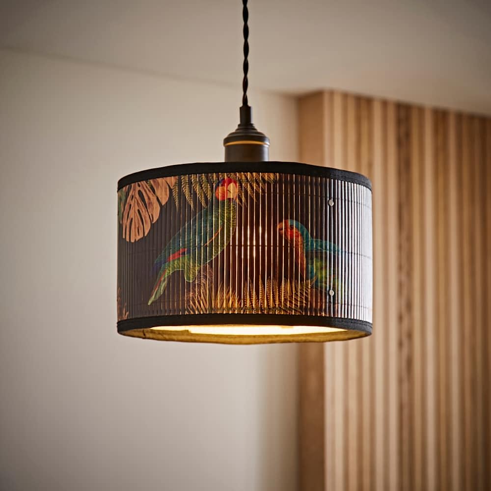 B&Q -  Daintree Small Dark Jungle Bamboo Drum Ceiling Lamp Shade And Bulb (D)25Cm