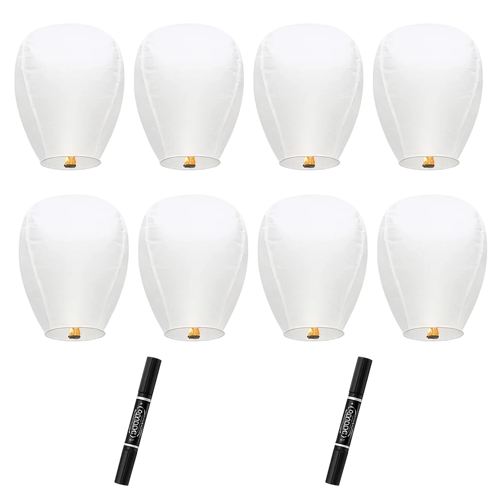8 PCS White Paper Lanterns to Release in Memory,Chinese Sky Lanterns,Chinese Lanterns, Flying Lanterns for Weddings, Anniversaries, Outdoor Parties, Includes 8 Wax Blocks and 2 Markers