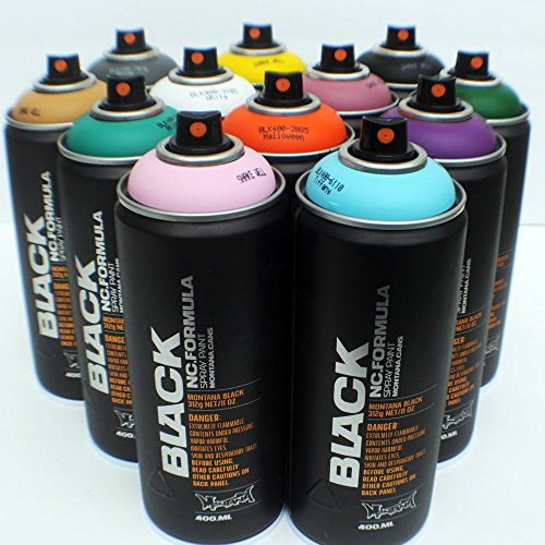 Montana Black 400ml Complementary Colors Set of 12 Graffiti Street Art Mural Spray Paint
