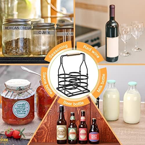 Aaron tool Milk Bottle Holder Doorstep Powder Coated Metal 4 Milk Bottles Caddy Crate Beer Carrier