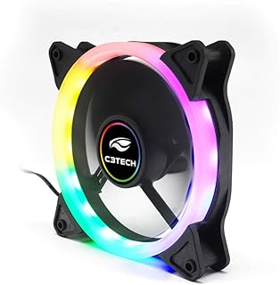 C3Tech Cooler Fan F7-L200RGB Gaming 12Cm com Iluminacao RGB e sistema de Iluminacao com anel de LED conector ARGB