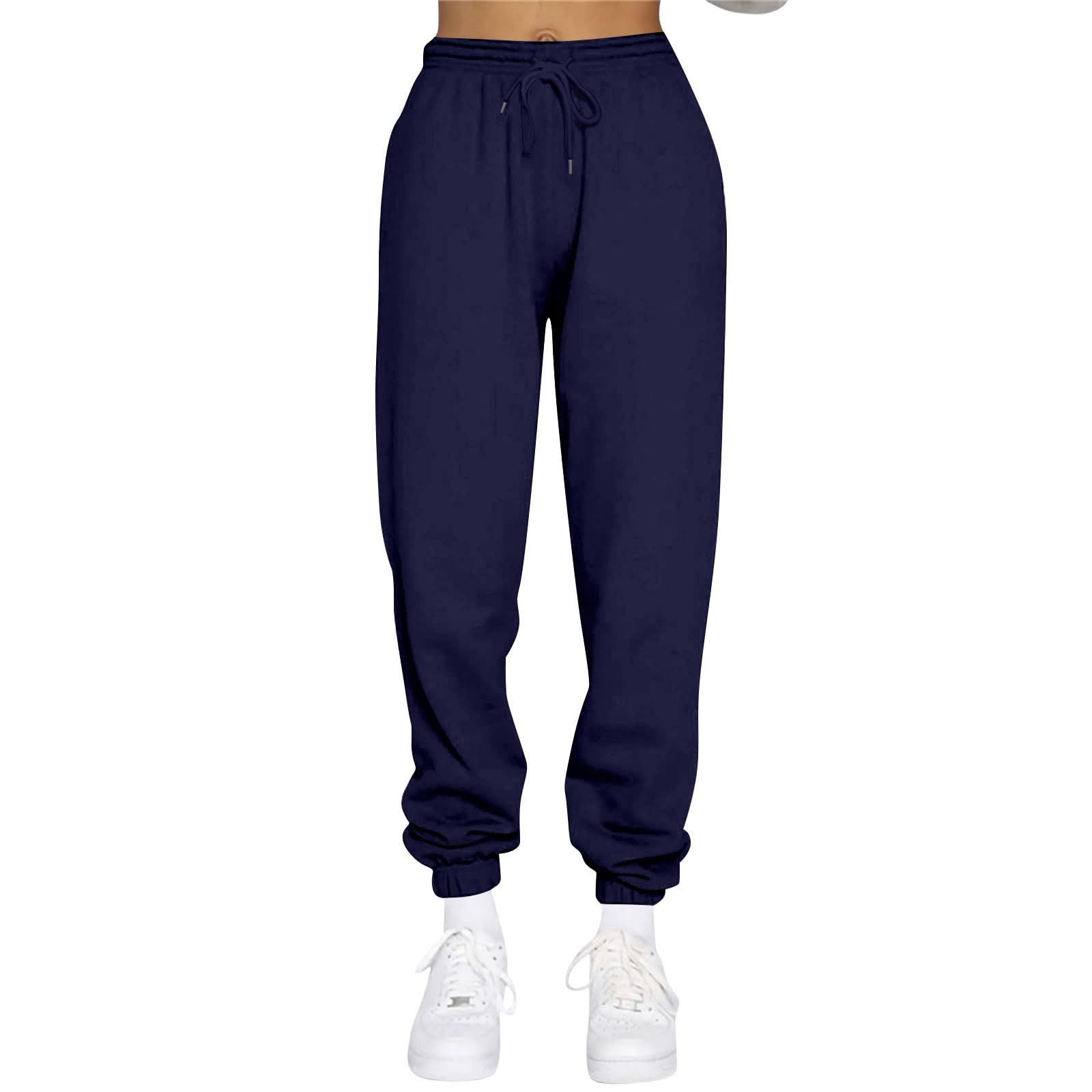 Womens Causal Drawstring High Waist Baggy Cinch Bottom Joggers Sweatpants with Pockets Lounge Trousers