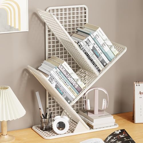 Metall-Bücherregal – stilvolles bodenstehendes Bücherregal und Schreibtisch für Büro, Zuhause und Schule – perfektes Präsentationsregal für Bücher, Dekoration und Aufbewahrungslösungen