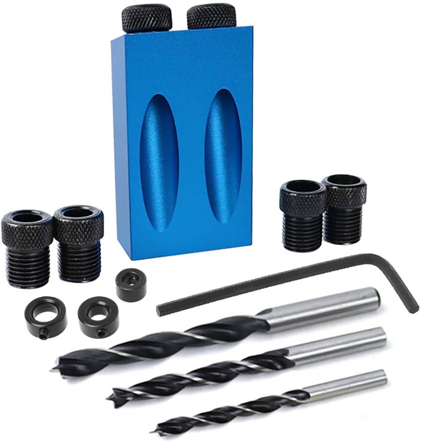 14Pcs/Set Pocket Hole Screw Jig Dowel Drill Joinery Kit, 6/8/10mm Drive Adapter for Woodworking Angle Drilling Holes,Carpenters Woodwork Guides Joint Angle Carpentry Locator
