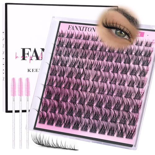 Image of DIY Lash Extension Kit Natural Look Wispy Lash Clusters D Curl Lash Clusters with Lash Brush 8-16 mm Eyelash Extension Kit Individual Lashes Lash Cluster Kit For Beginners (No Glue)
