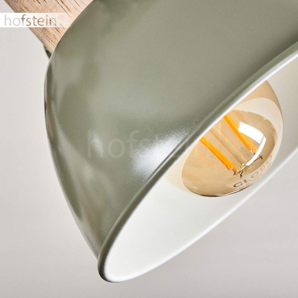Lámpara de techo Orny, foco de techo de 4 luces de madera y metal en verde, lámpara de interior de aspecto industrial/vintage, 4 x E27, las cabezas de las lámparas son ajustables,sin bombilla(s)