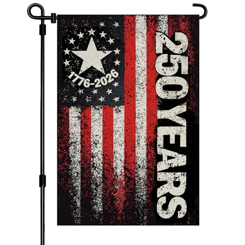 250 Anniversary USA Garden Flag, Double Sided Waterproof Distressed Patriotic Flag 1776-2026, Outdoor Yard Decor 12x18