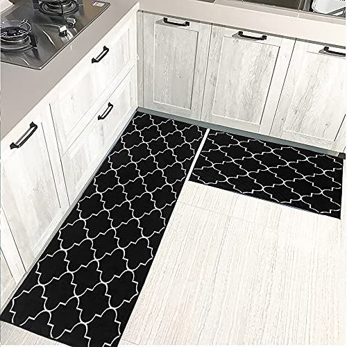 Kitchen Rugs Kitchen Mat Set Of 2 Kitchen Rug Non-Slip Kitchen Rugs And Mats 47.3X17.3/31.5X17.3 Inch Floor Mat Doormat Runner Rug For Kitchen, Laundry, Living Room, Bedroom, Bathroom, Front Door #TOP3
